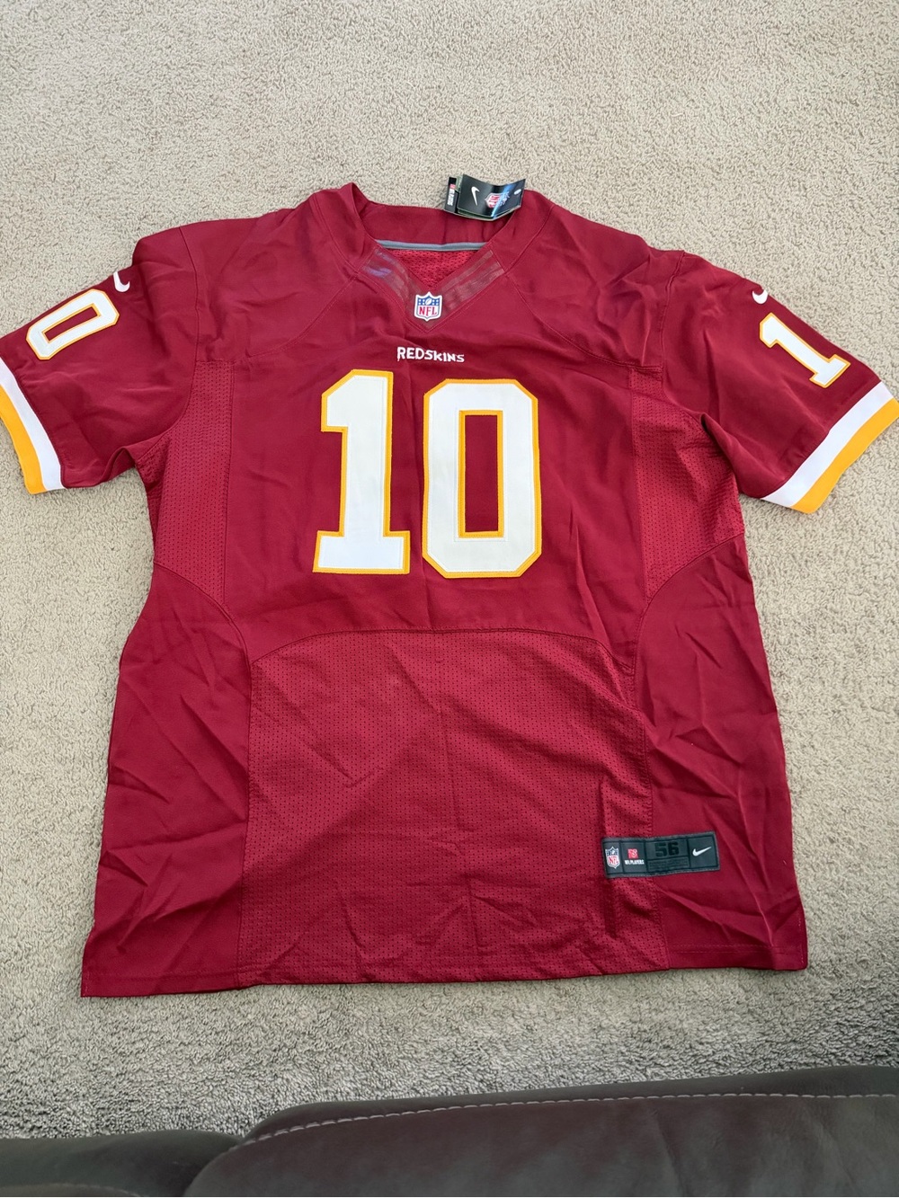 NFL Redskins Burgundy #10 Men's Football Jersey with White and Gold Accents